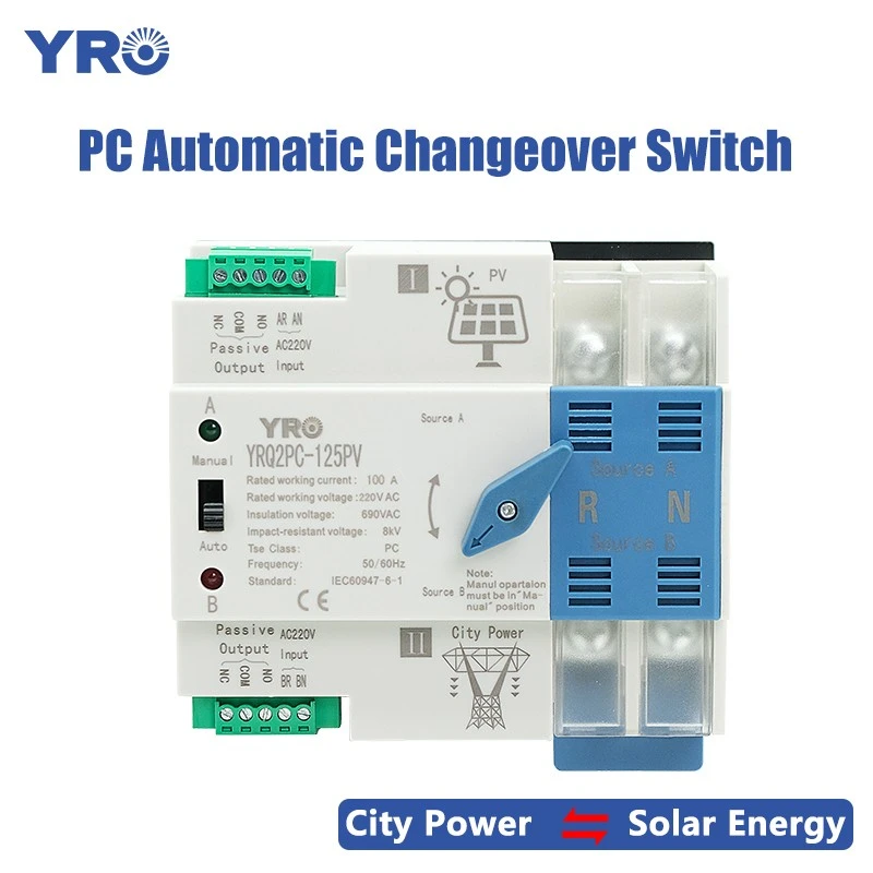 2P 125A 220V Type d'onduleur PC solaire ATS