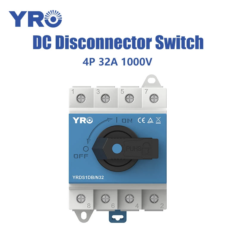 Interrupteur de déconnexion bleu 4P 32A 1000V DC